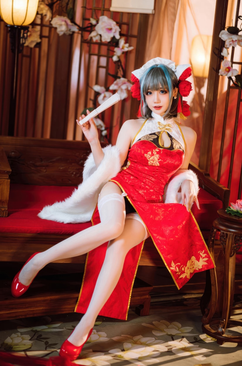 焖焖碳 碧蓝航线-柴郡新春旗袍-非常赞