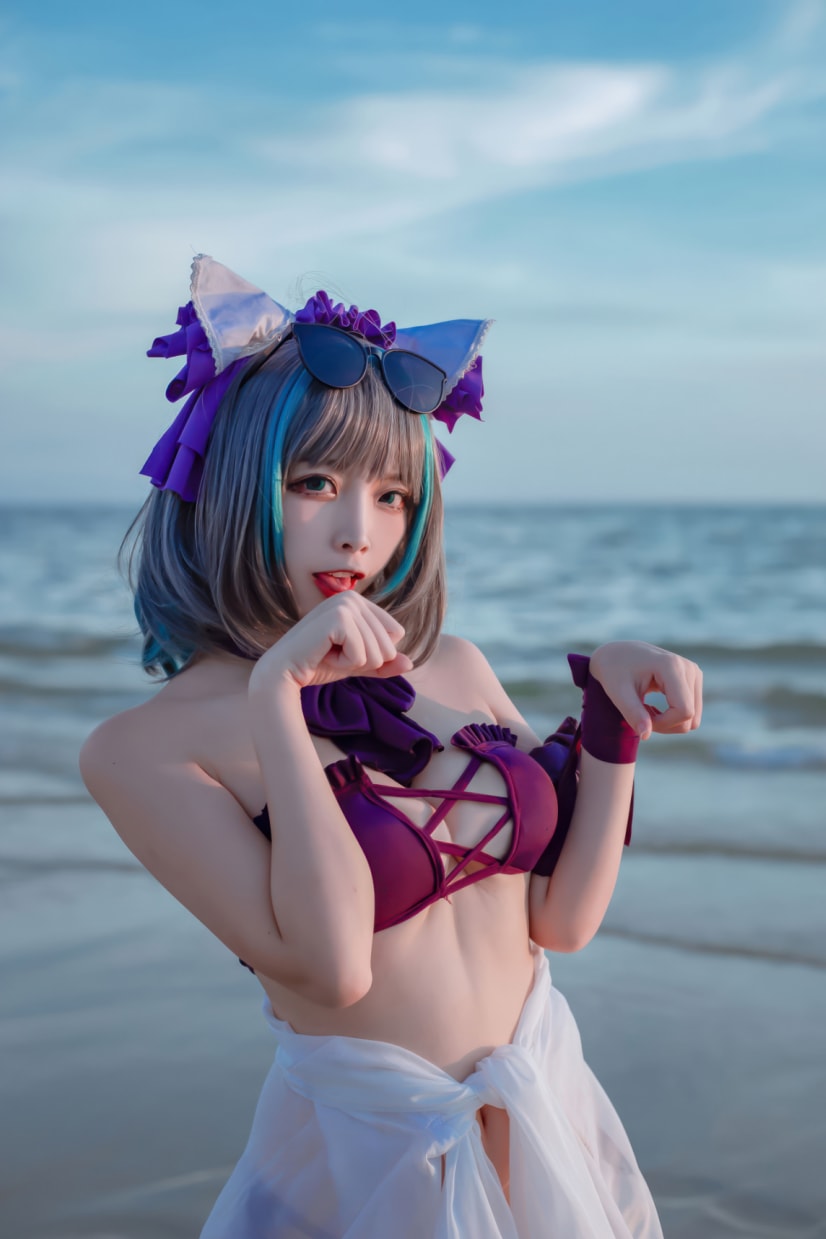 二佐Nisa – 碧蓝航线-柴郡泳装-最佳作品-漫拍社